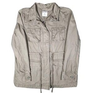 Old Navy Womens M Utility Field Jacket Olive Army Green Cotton Canvas Coat